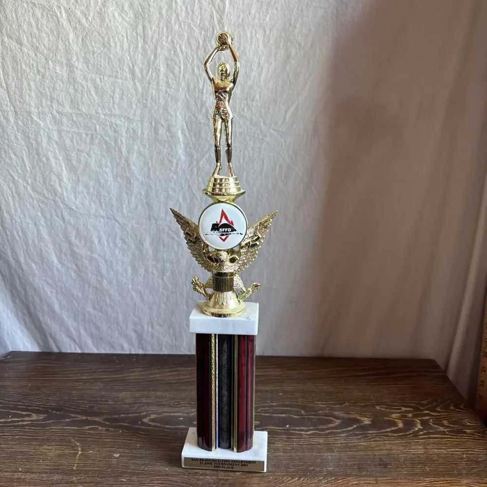 Lady Basketball Player Shooting Trophy 19” Tall San Francisco Fire Dept